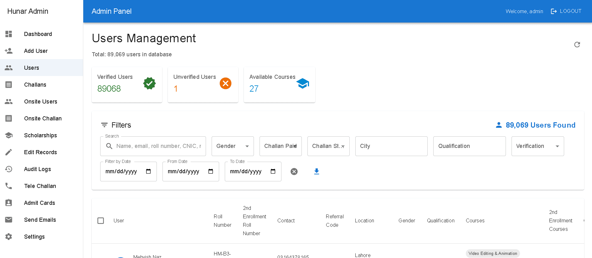 Hunar Admin Panel — screenshot 3